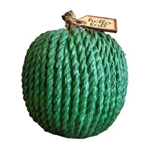 Gorgeous Emerald Green Textured Pumpkin With Hello Fall Tag - NWT